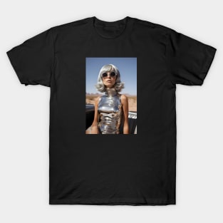 Silver 60's Retro Girl in the Desert T-Shirt